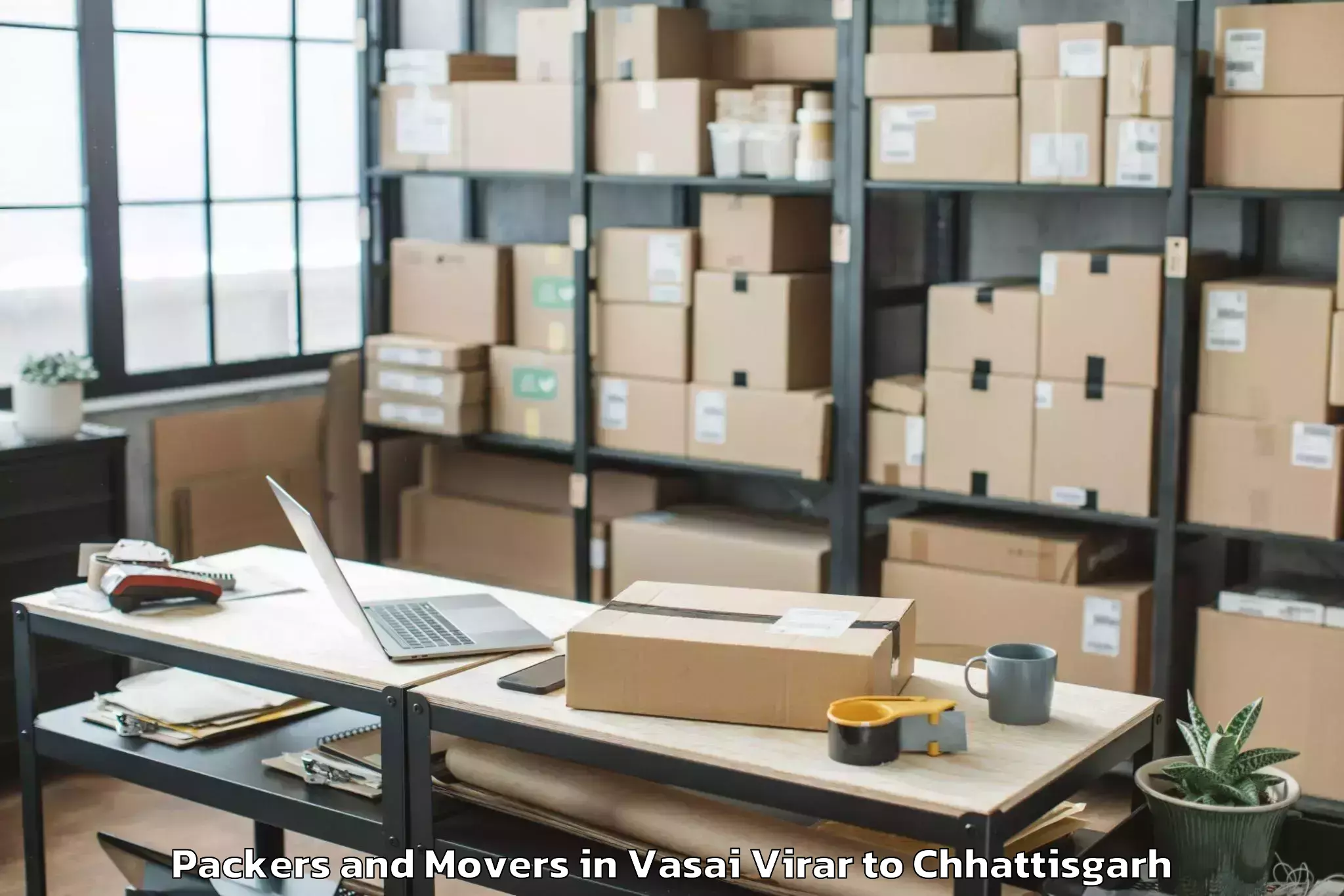 Expert Vasai Virar to Raipur Airport Rpr Packers And Movers